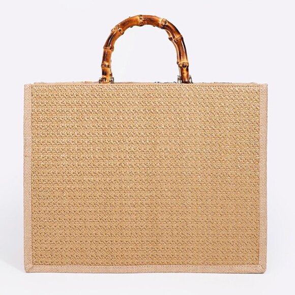 Elegant Round Straw Tote for Summer - Stylish Handbag for Daily Essentials - Picture 2 of 7